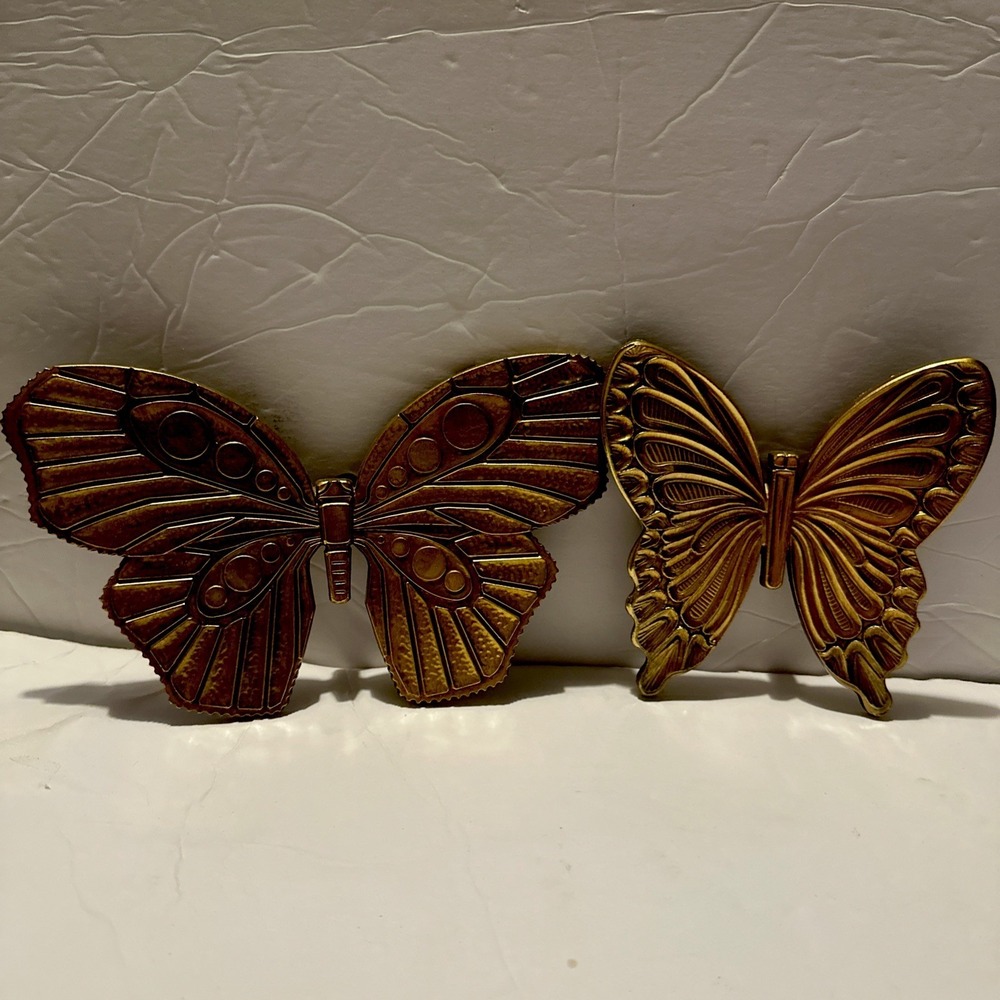 Set of 2 Vintage Homco Butterflies Farmhouse Wall Decor Retro Cottagecore